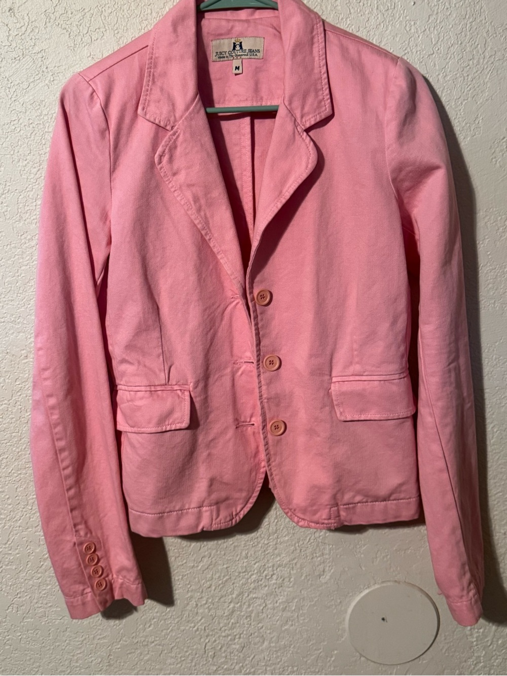 Vintage Juicy Couture Pink Jean Blazer Jacket Sz M. Y2K Preppy  Barbiecore